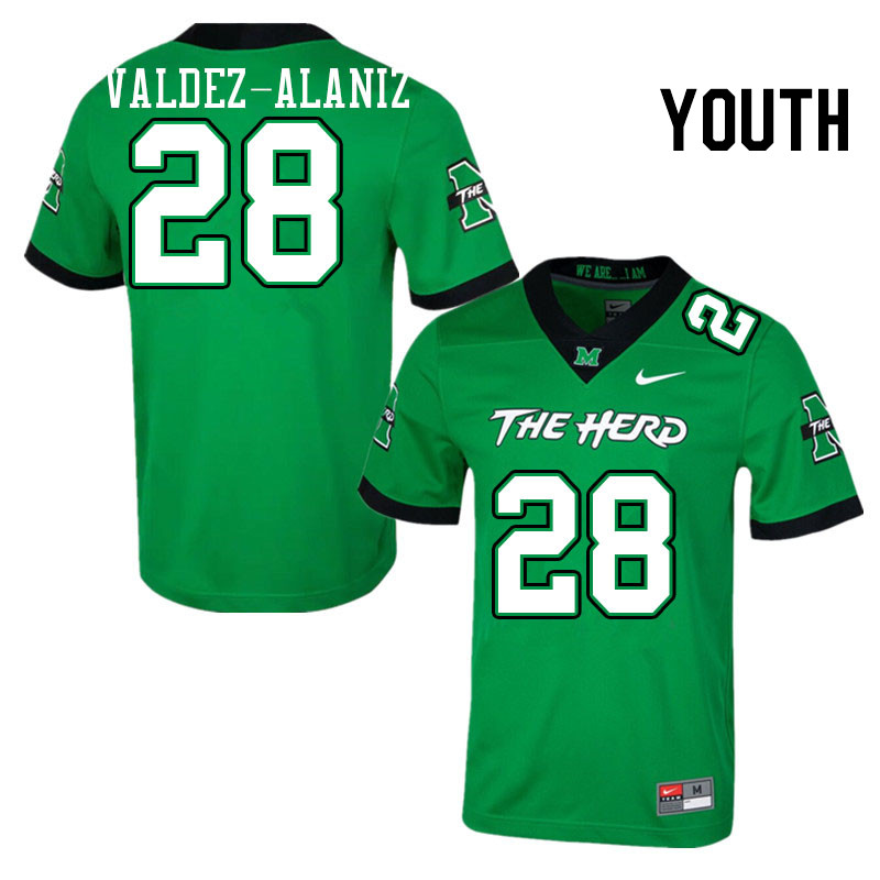 Youth #28 Joshua Valdez-Alaniz Marshall Thundering Herd College Football Jerseys Stitched Sale-Green